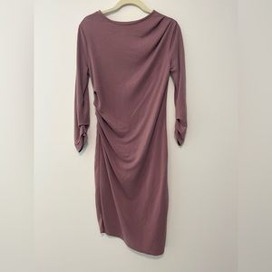 Topshop mauve stretchy side ruched quarter sleeve midi dress